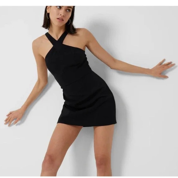French Connection Dresses & Skirts - French Connection Whisper Crossover Halter Neck Minidress Black NWOT